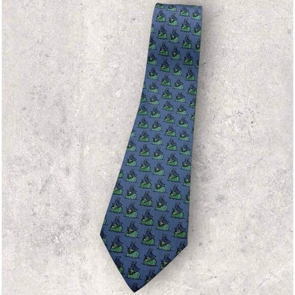 HERMÈS 7335 EA Silk Tie FRANCE Gray Green Noah Ship W:3.4